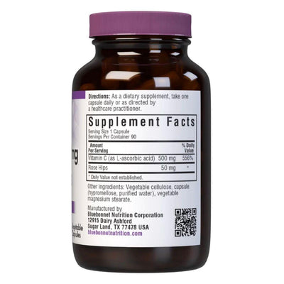 Bluebonnet Kosher Vitamin C-500 mg Plus Rose Hips - 90 Capsules