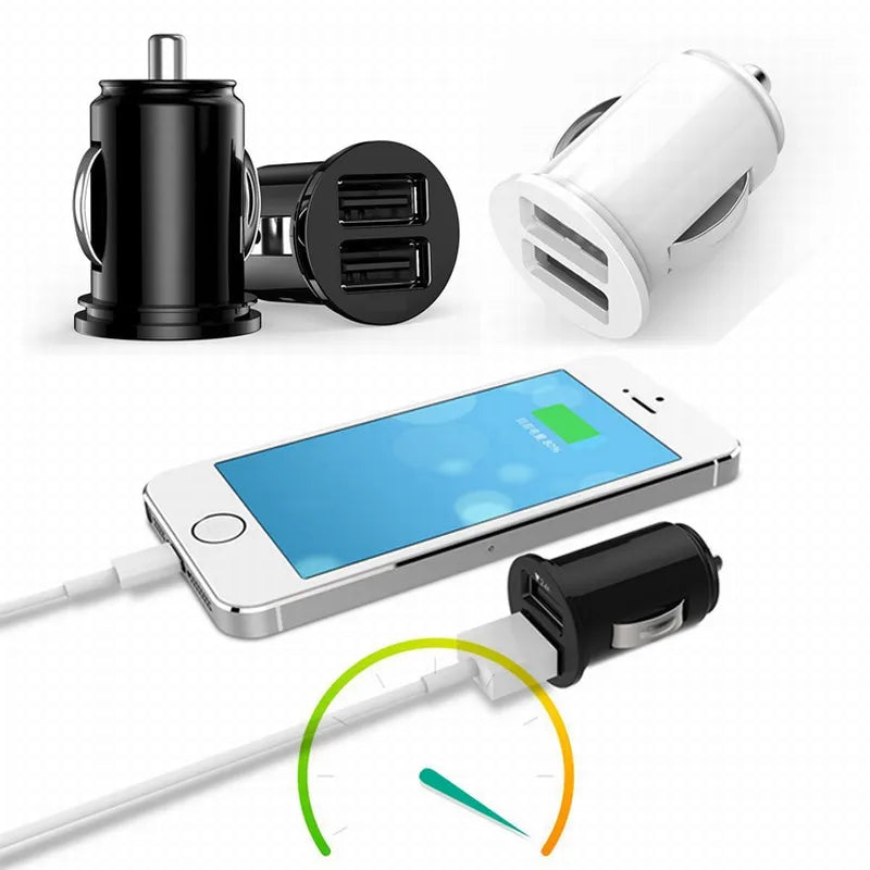 Compact Dual USB Car Charger Adapter for Vehicles