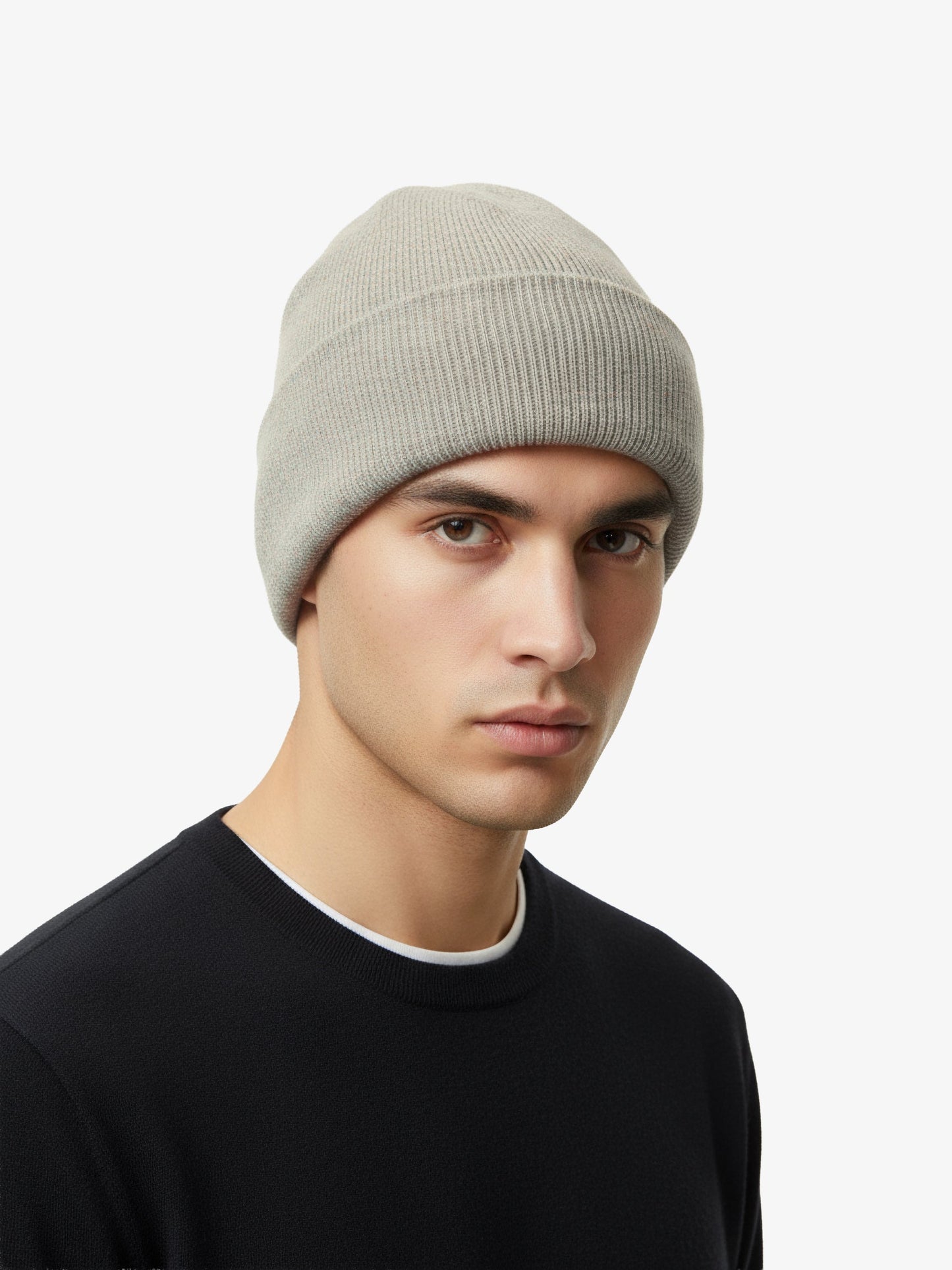 Gorro de Cashmere con Puño - Gris Pizarra