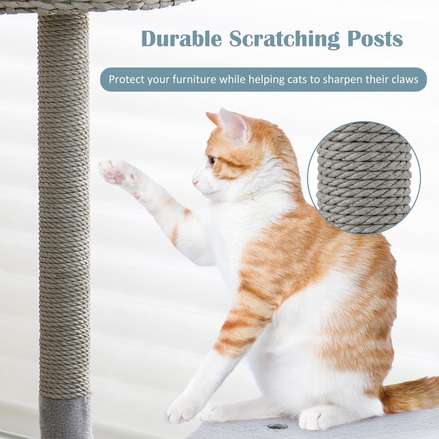 Tour de chat de 42 pouces avec cadre en métal courbé - Gris