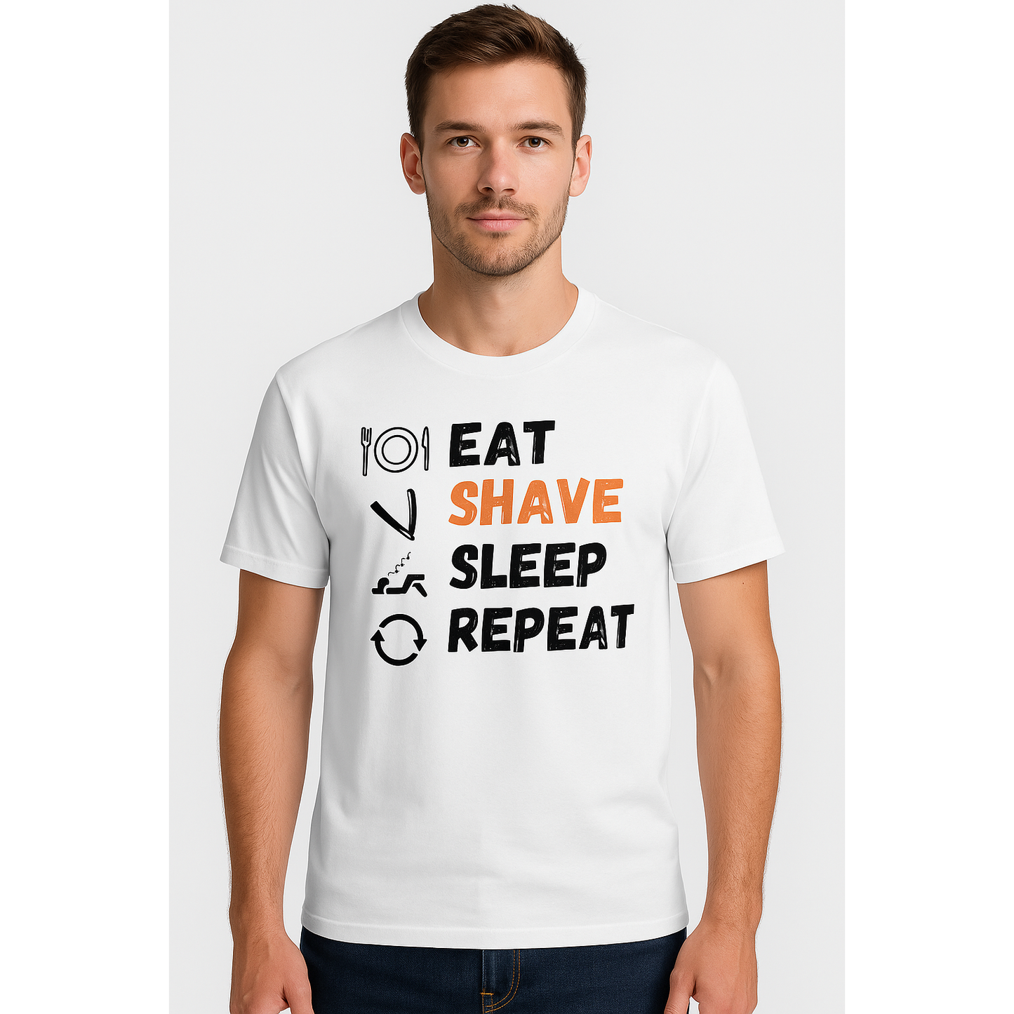 T-shirt graphique Eat Shave Sleep Repeat