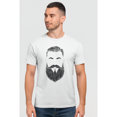 Camiseta Minimalista Blanca Pasteur para Barba y Bigote