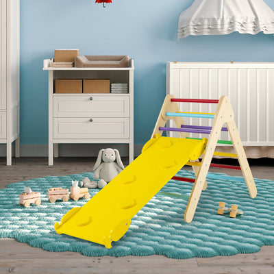 Juego de Triángulo de Escalada de Madera 3 en 1 con Rampa - Multicolor