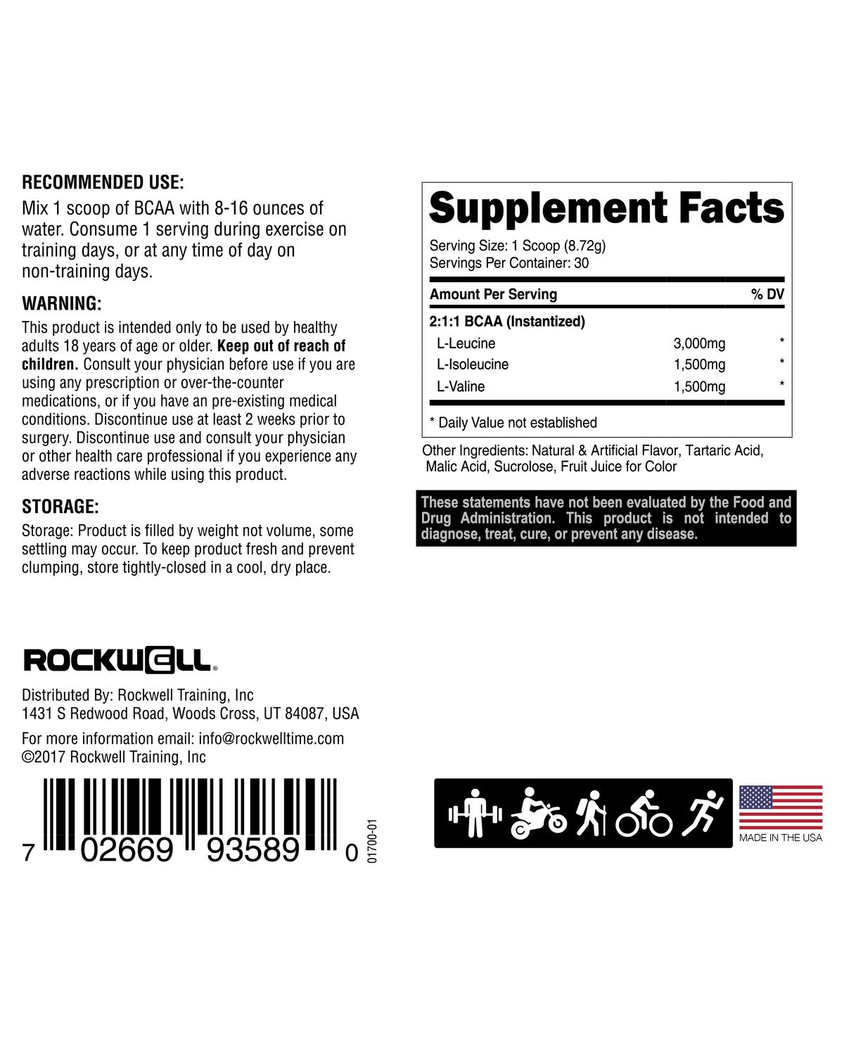 Rockwell Fit™ BCAA: Fresa y Coco