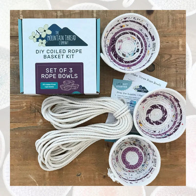 Kit de Cesta de Cuerda Enrollada - Juego de 3 Cuencos Personalizables