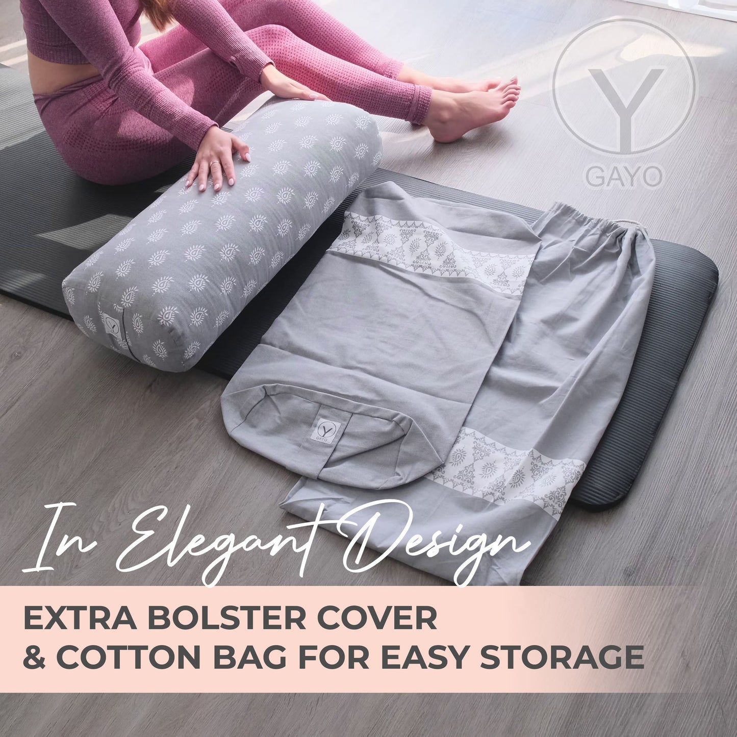 Sustainable Organic Cotton Yoga Bolster Set with Carry Bag for Ultimate Comfort - Korvel