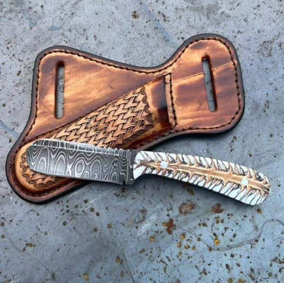 Handcrafted Cowboy Bull Cutter Knife – Premium Damascus Steel Blade - Korvel