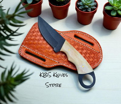 Rugged Cowboy Knife with Leather Sheath – Durable Bone Handle & J2 Steel - Korvel