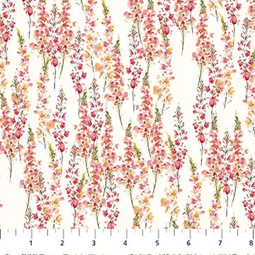 Cream Cone Flowers Flourish Cotton Fabric - 44"/45" Per Yard