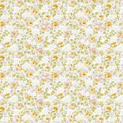 Tela de Algodón Floral en Crema - 43"/44" por Yarda