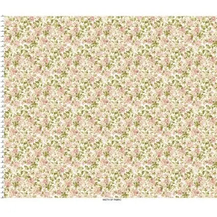 Cream Traveling Phlox Cotton Fabric - 43"/44" Per Yard