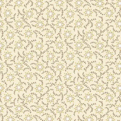 Tissu en coton large Cream Wheat Starburst Vine