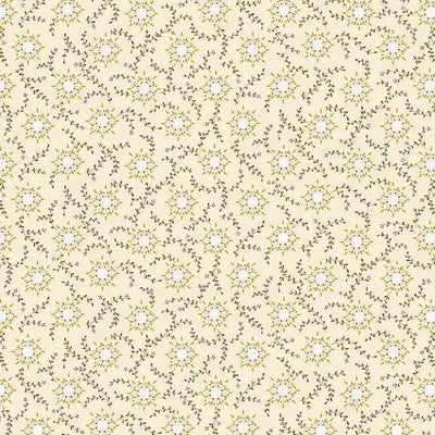 Tela de algodón Cream Wheat Starburst Vine Wideback