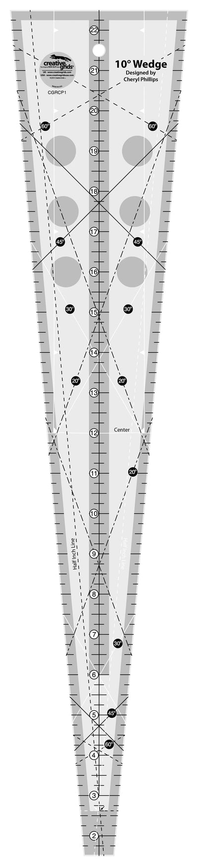 Creative Grids 10 Degree Wedge Ruler for Quilting