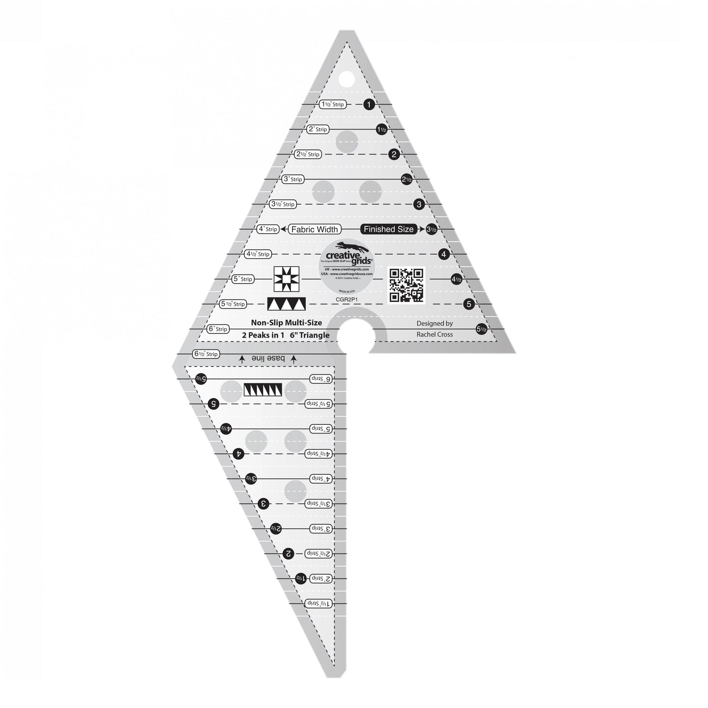 Règle de patchwork Creative Grids 2 Peaks in 1 Triangle
