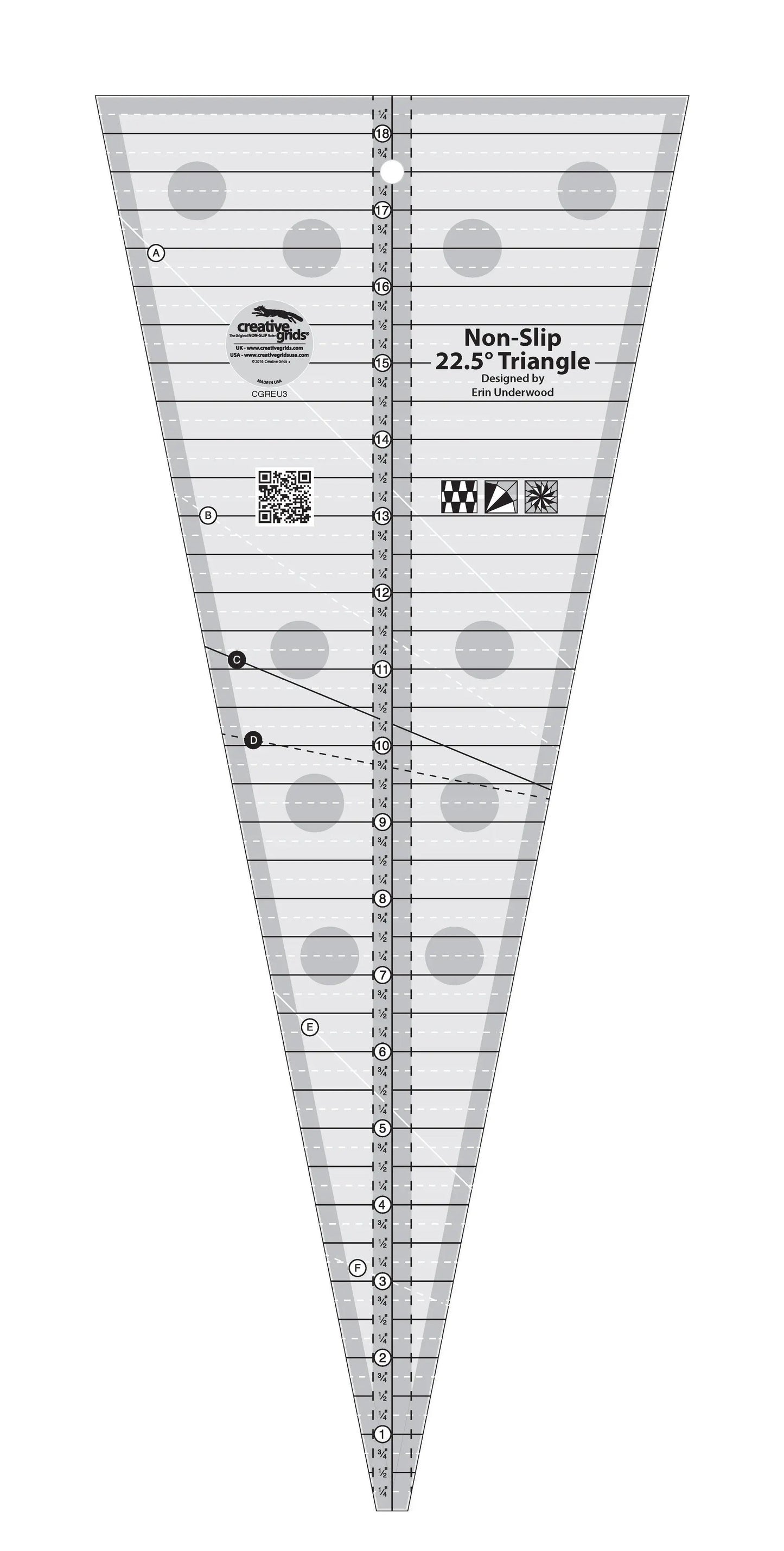 Règle de Quilt Triangle à 22,5 Degrés Creative Grids