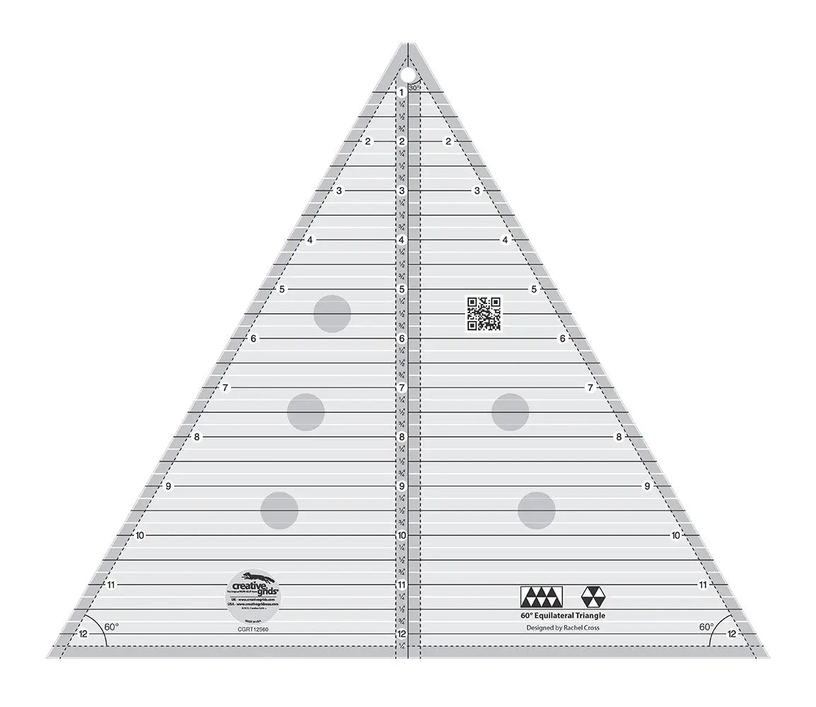 Creative Grids 60 Degree Triangle Quilt Ruler - 12.5in