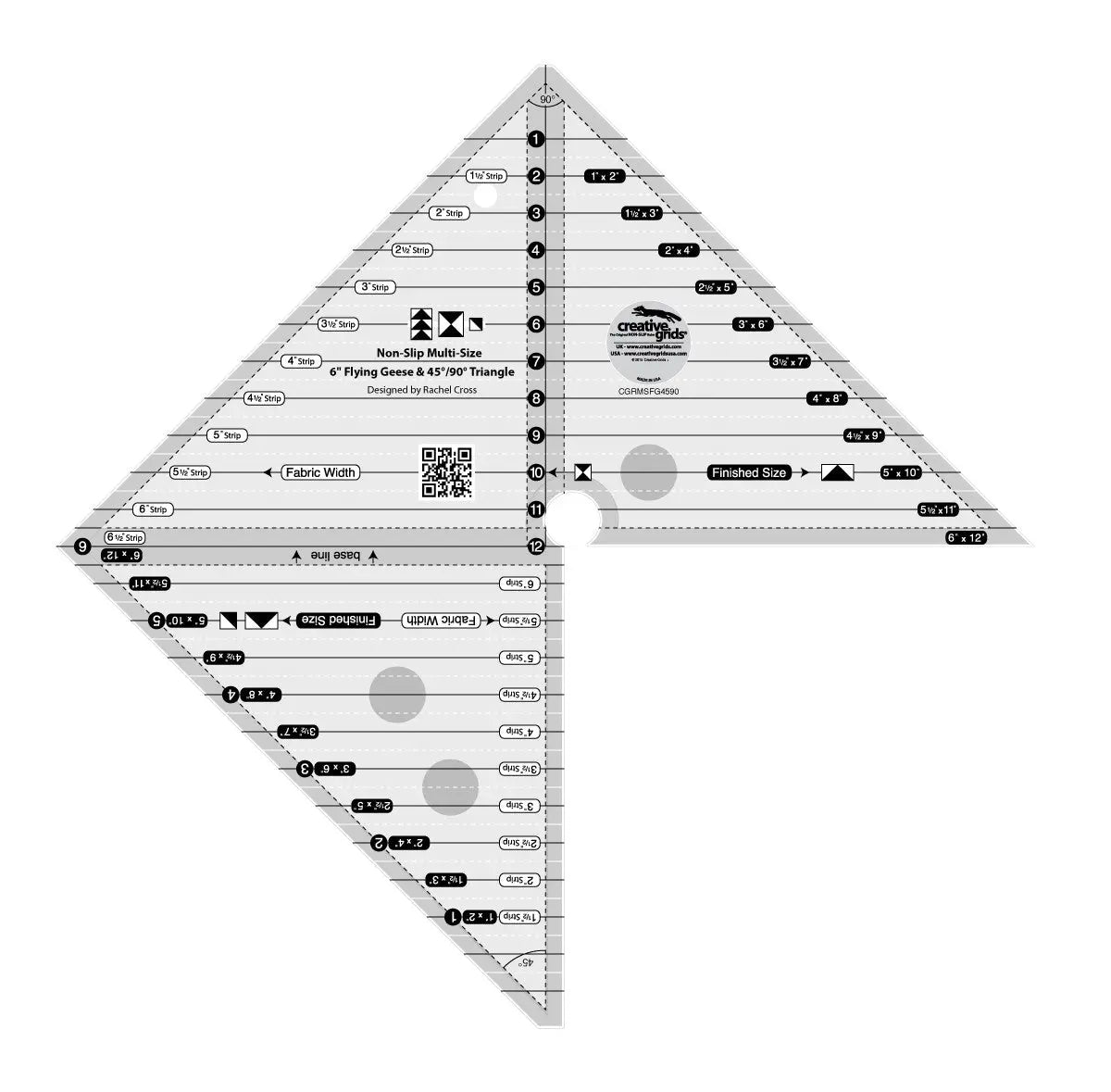 Règle de patchwork Creative Grids 6in Flying Geese & Triangle à 45/90 degrés
