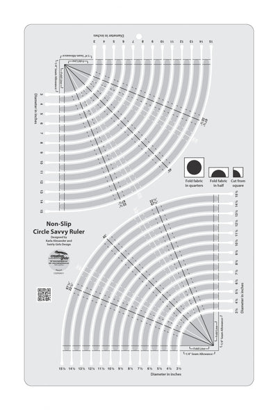 Creative Grids Circle Savvy Quilt Ruler - 11-3/4in x 18-1/2in