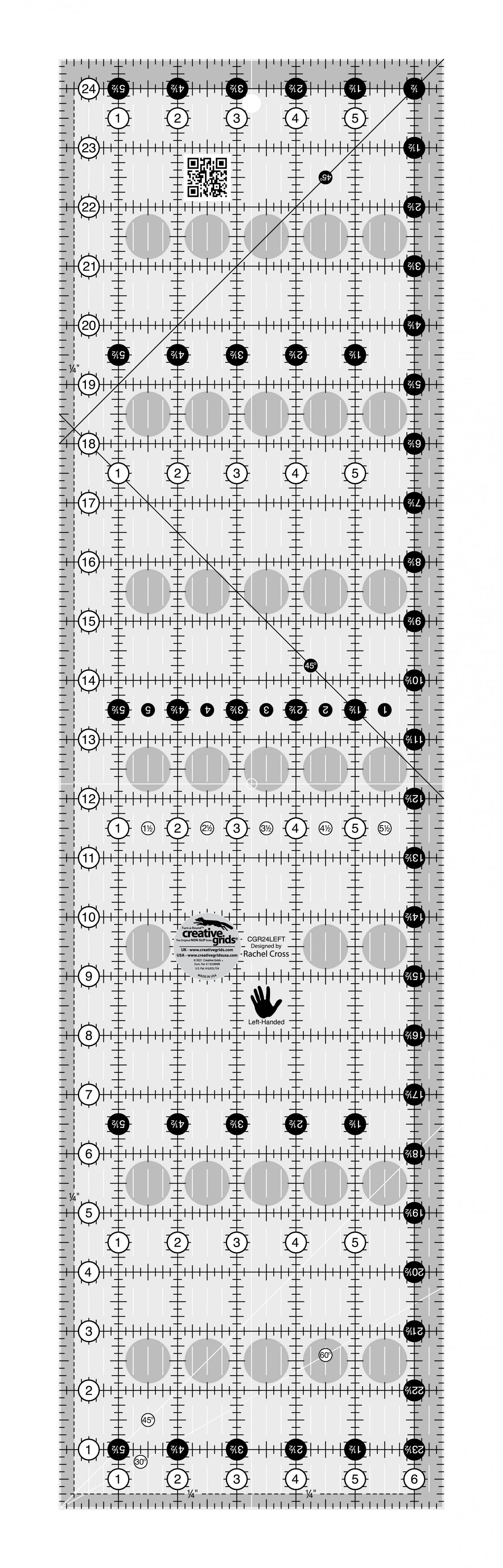 Regla de Quilt para Zurdos Creative Grids 6-1/2in x 24-1/2in