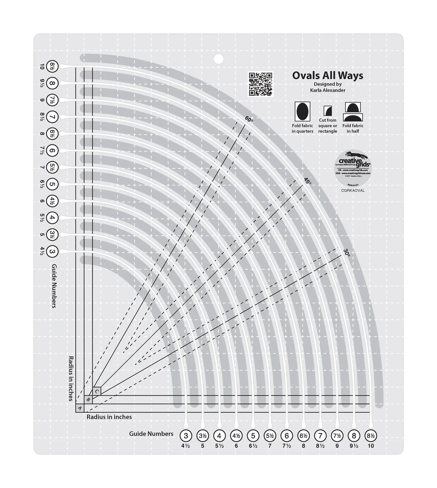 Regla de Quilt Ovals All Ways de Creative Grids