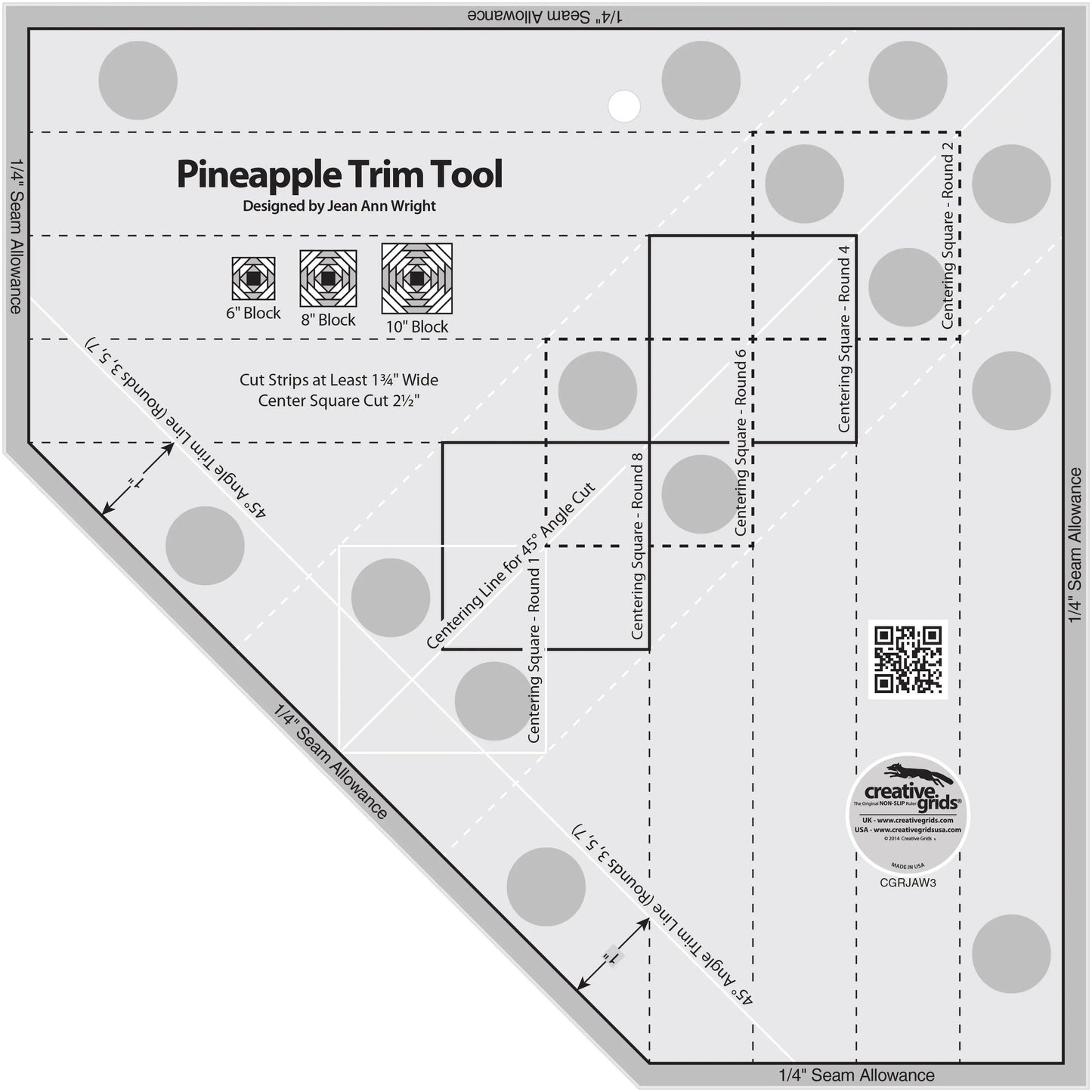 Outil de découpe Pineapple Trim de Creative Grids pour blocs de quilting
