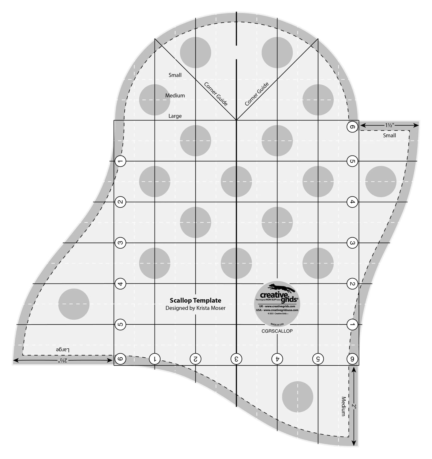 Plantilla de Scallop de Creative Grids para Acolchado
