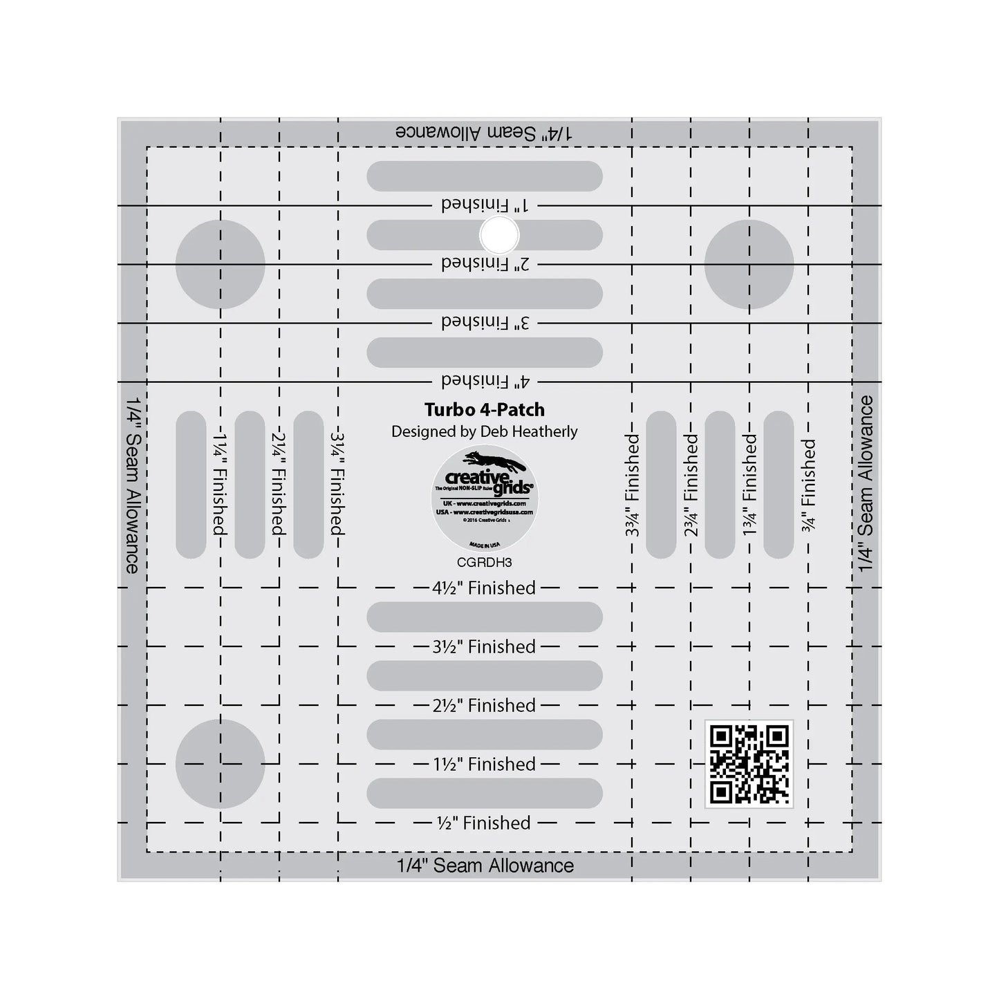Règle de quilt Creative Grids Turbo 4-Patch Template