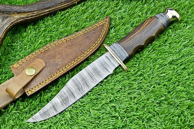 Premium Boulder Colorado Bowie Knife – 13” Damascus Steel Blade with Elegant Rosewood Handle & Leather Sheath - Korvel