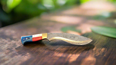 Texas Flag Custom Kukri Knife | Exquisite Damascus Steel - Korvel