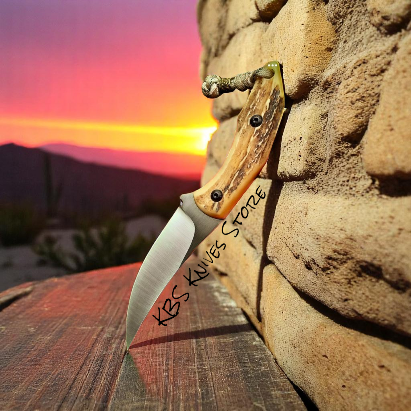 Handcrafted 3.25" Cowboy Belt Knife - D2 Steel with Antler Grip - Korvel