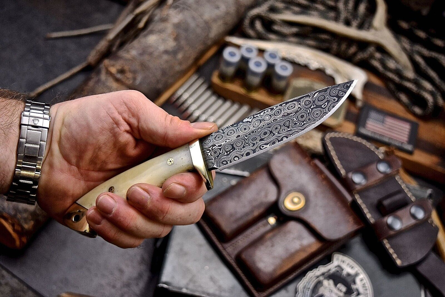 Artisan Crafted Damascus Steel Skinning Knife - 4.5" Blade - Korvel