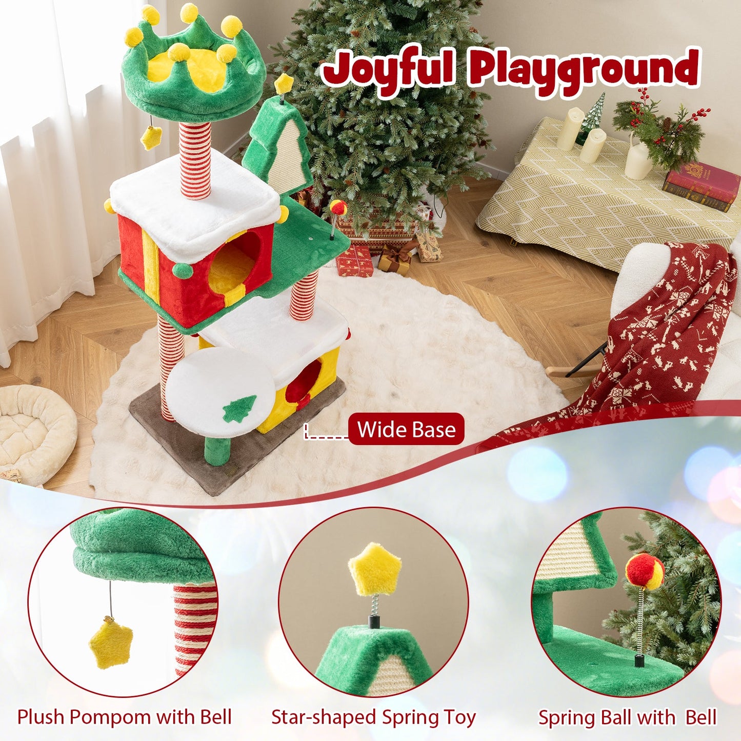 Árbol de Navidad para Gatos Bonito con Postes para Rascar - Multicolor
