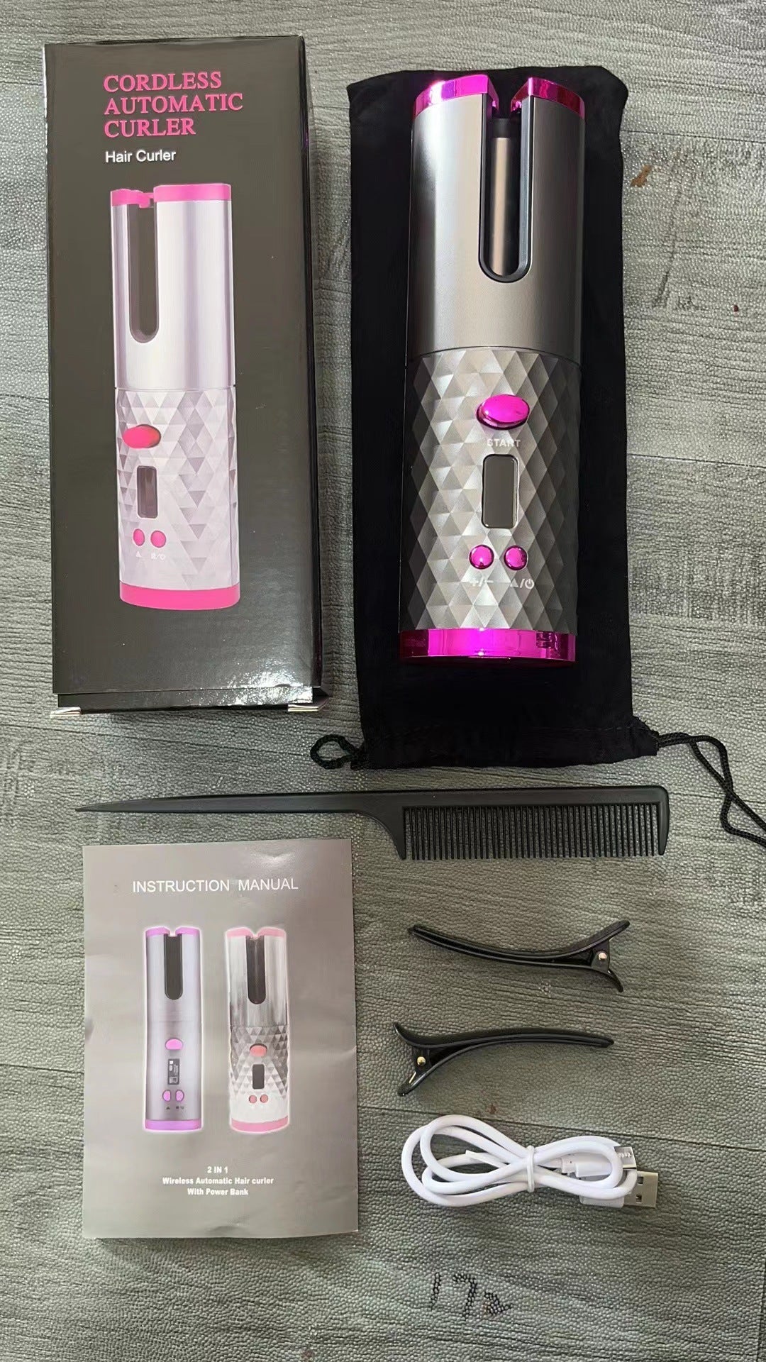 Fer à friser automatique portable avec chargement USB