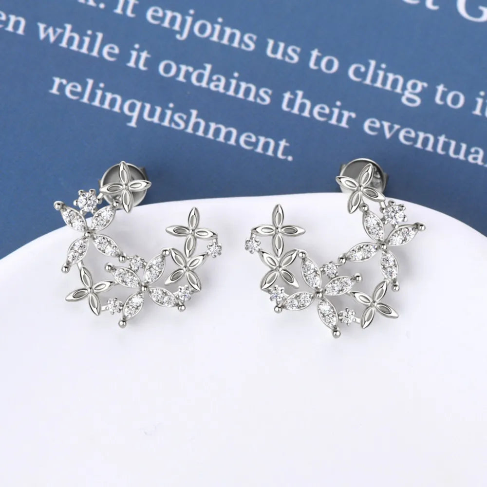 925 Sterling Silver Moissanite Lucky Clover Earrings - Korvel