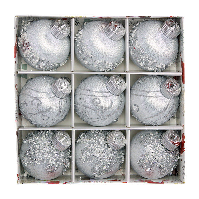 Elegant Christmas Ball Ornaments - 9pcs Set, 8cm