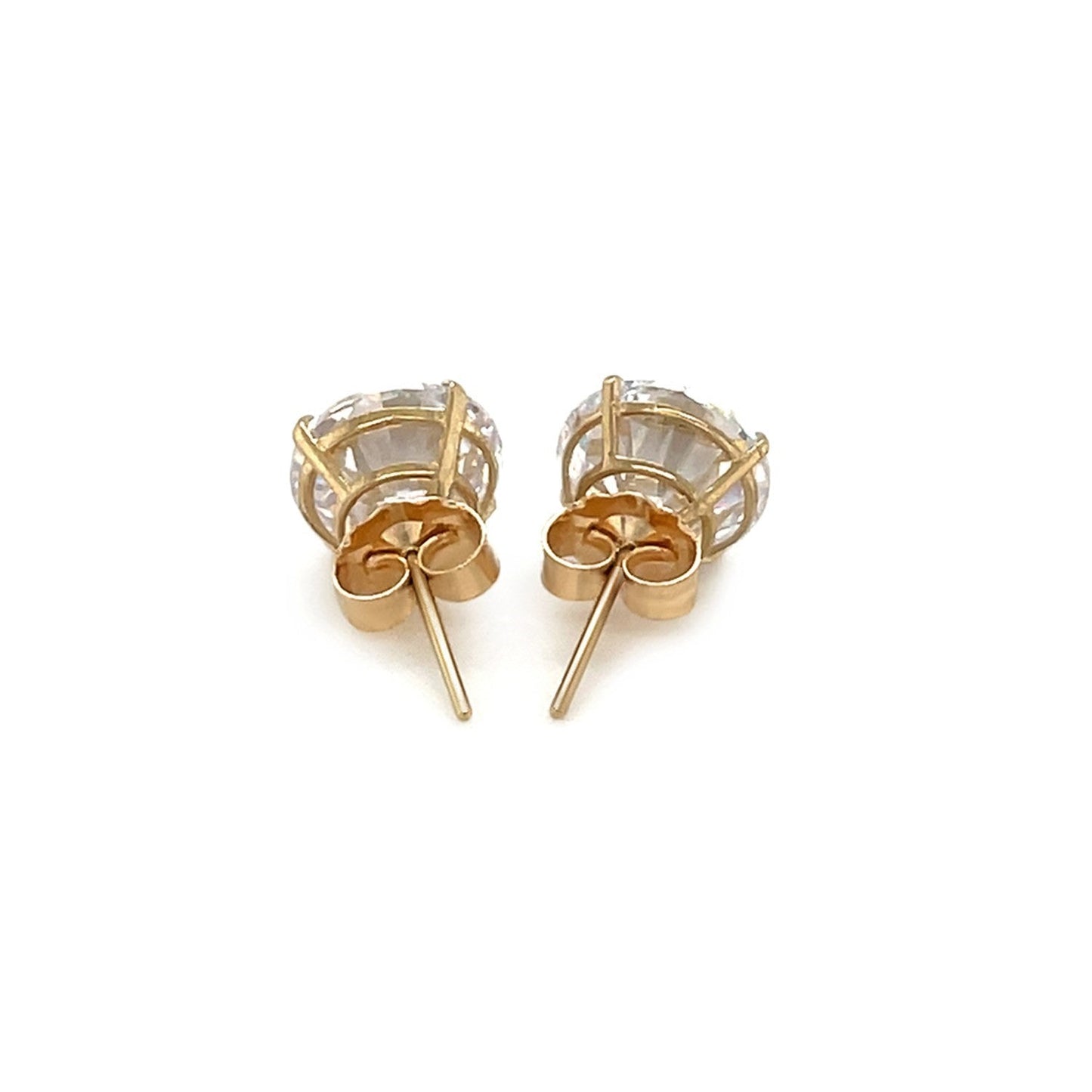 Pendientes de Stud de CZ Redondos de 8.0mm en Oro Amarillo de 14k