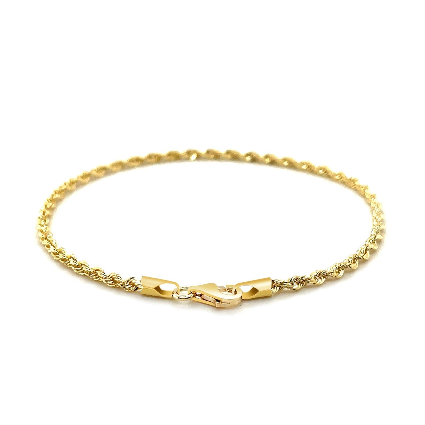 Bracelet en or jaune 14 carats avec motif en corde taillé en diamant de 2,5 mm