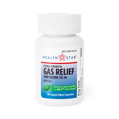 Gélules de soulagement des gaz extra fortes - 125 mg de siméthicone, 50 unités
