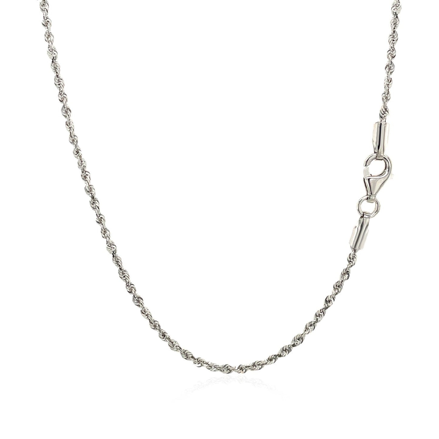 Cadena de cuerda cortada con diamante de oro blanco de 10k 1.5mm
