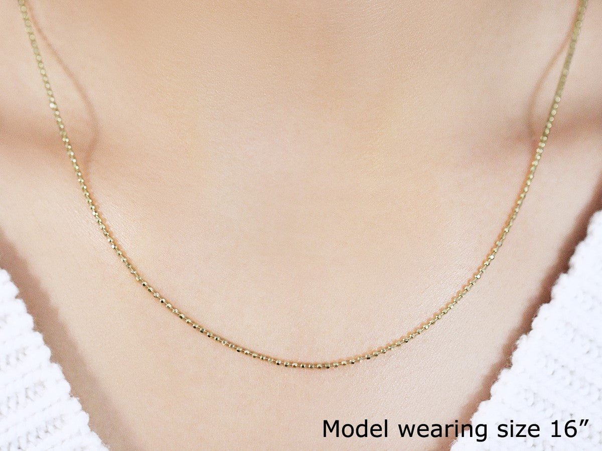 14k Yellow Gold Diamond-Cut Bead Chain - 1.2mm