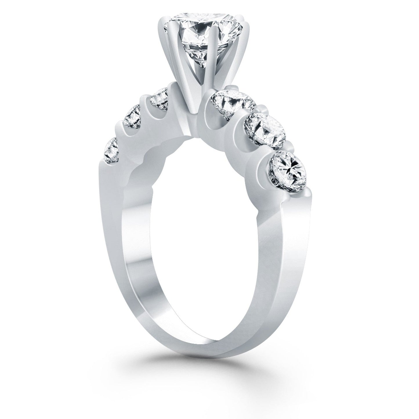 Anillo de Compromiso de Diamante con Engaste Compartido en Oro Blanco de 14k