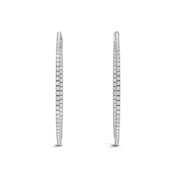 Aros de Diamante en Oro Blanco de 14k con Diseño Delgado y Doble Cara