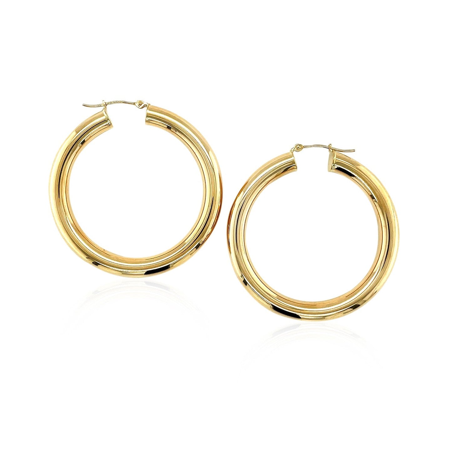 14k Yellow Gold Polished Hoop Earrings - 40 mm