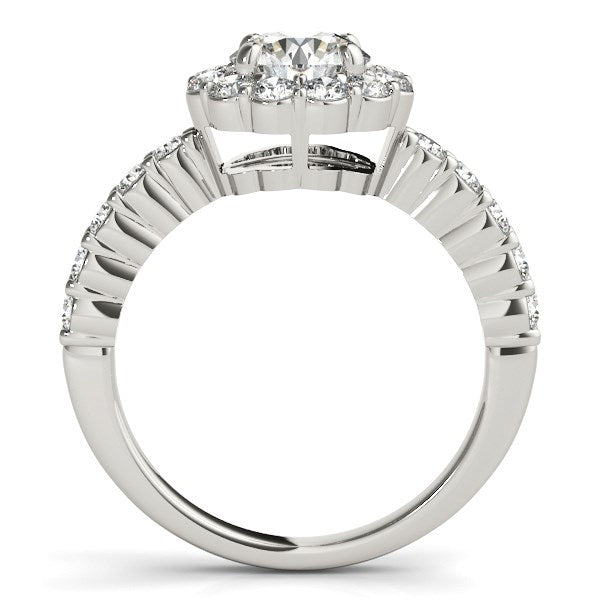 Bague de fiançailles en diamant motif floral en or blanc 14 carats