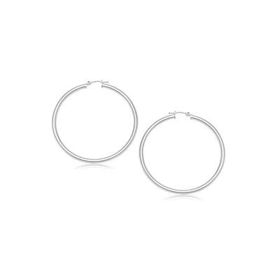 Aretes de aro pulidos de oro blanco de 14k (20 mm)