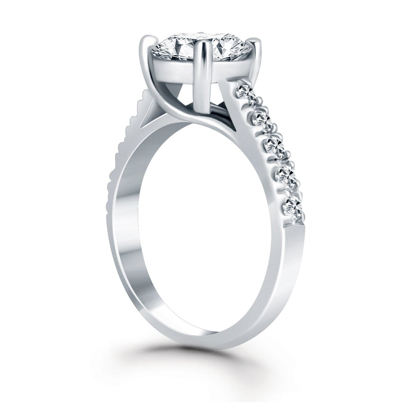 Anillo de Compromiso de Diamante en Oro Blanco de 14k con Diseño de Trébol