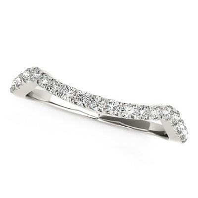 Anillo de boda de diamantes con diseño curvo en oro blanco de 14k