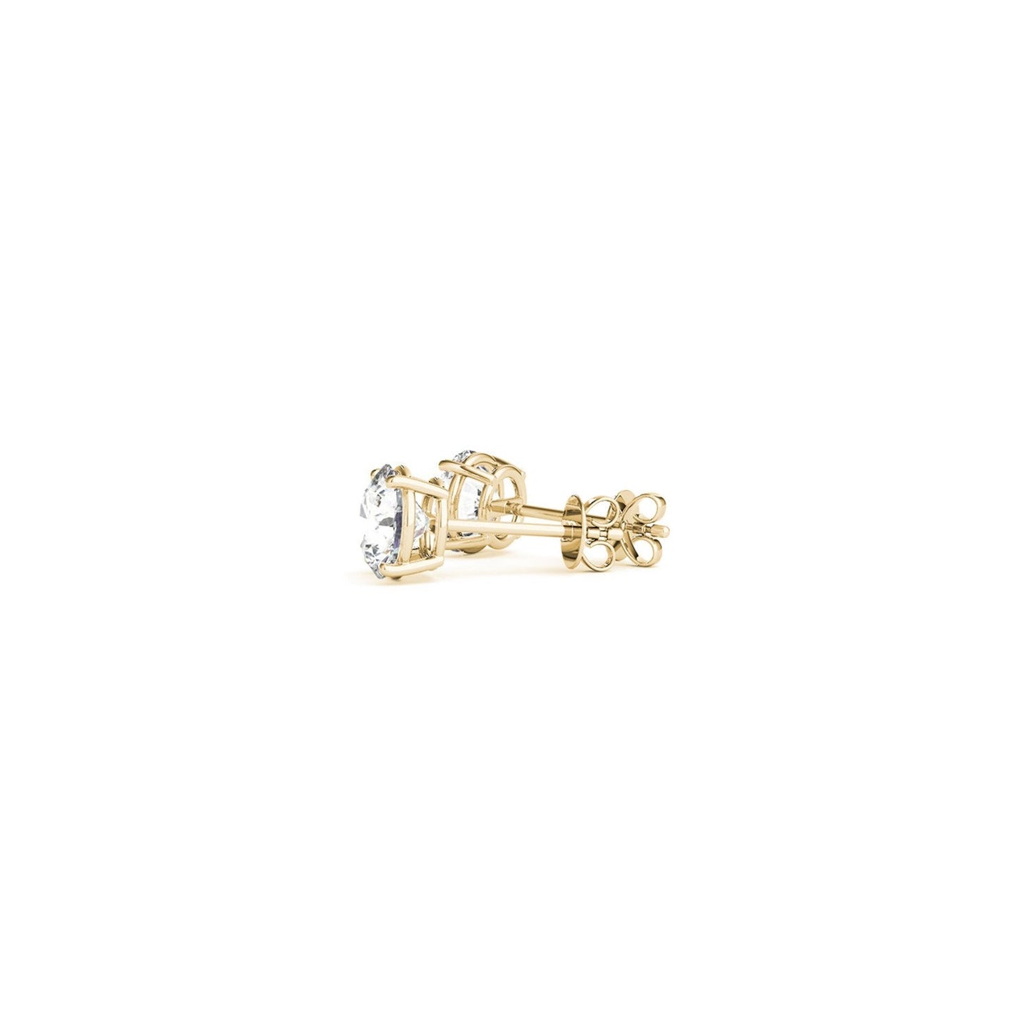 Boucles d'oreilles à clou en diamant rond cultivé en laboratoire IGI certifié 1 cttw en or jaune 14k
