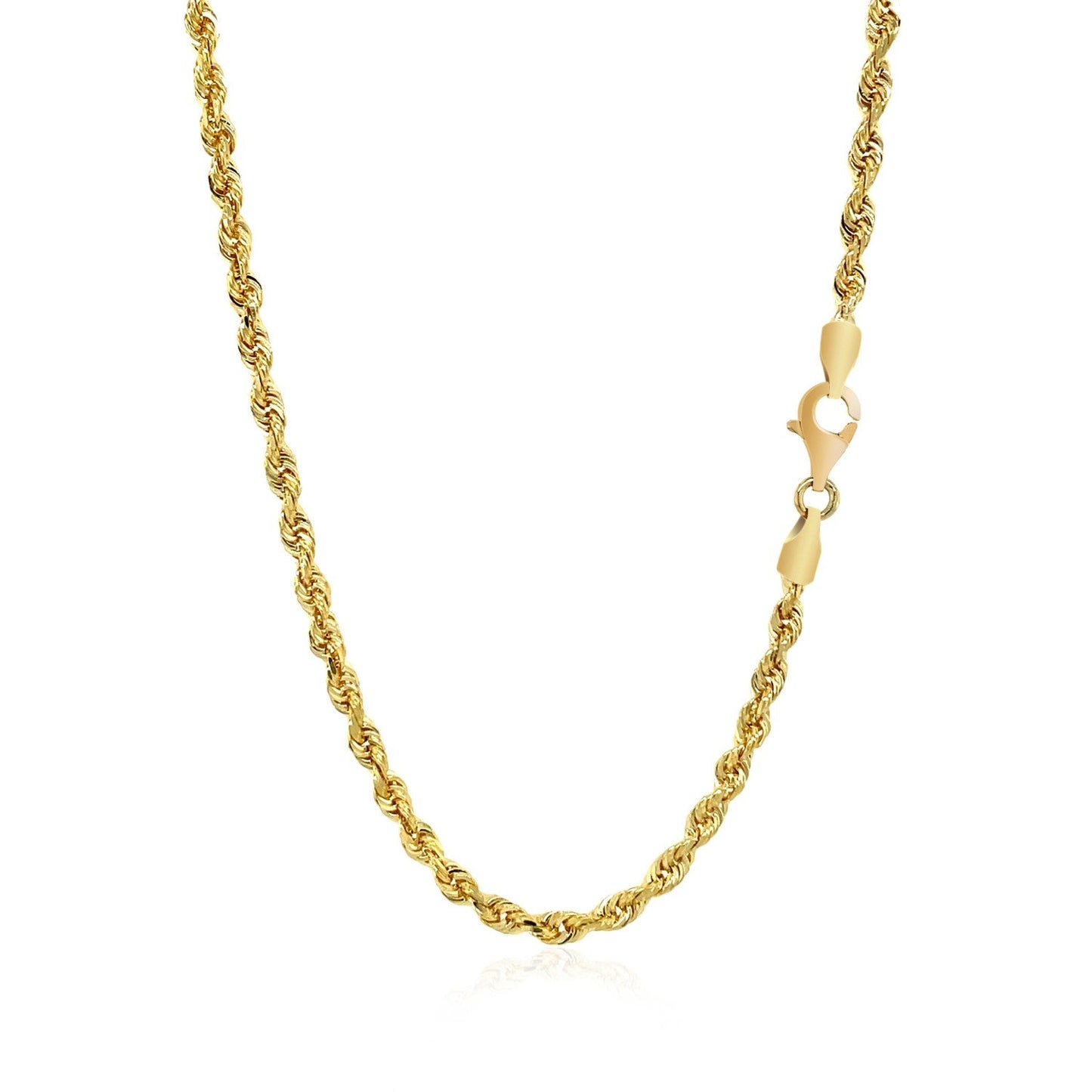 Chaîne en or jaune 14k solide à coupe diamant de 3,0 mm